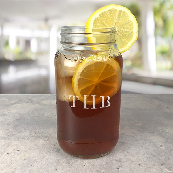 Engraved Monogram Large Mason Jar