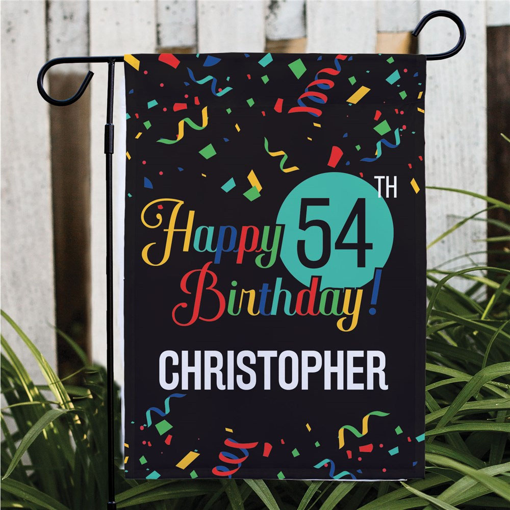 Happy Birthday Garden Flag with customized date and name