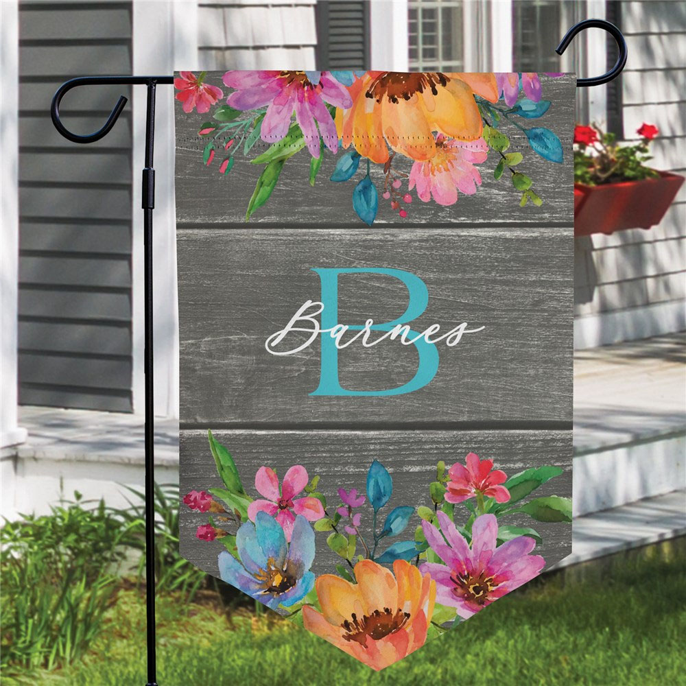 Personalized Pennant Flag with Flowers