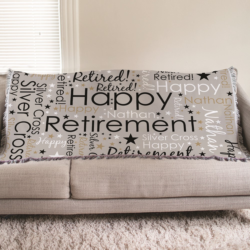 Personalized Retirement Word Art Afghan Throw