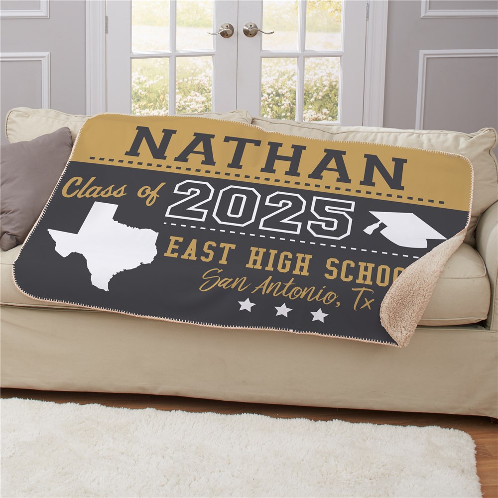 Personalized Class Of With State Graduation Sherpa Blanket