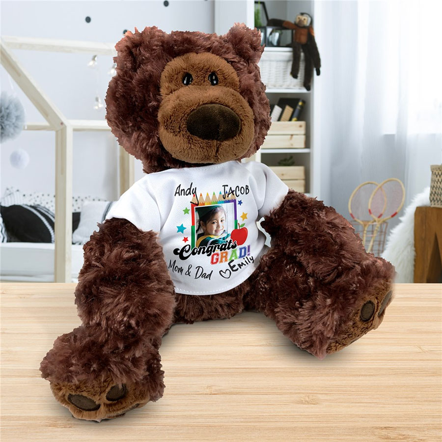 Personalized Grad Photo With Class Signatures Philbin Chocolate Bear