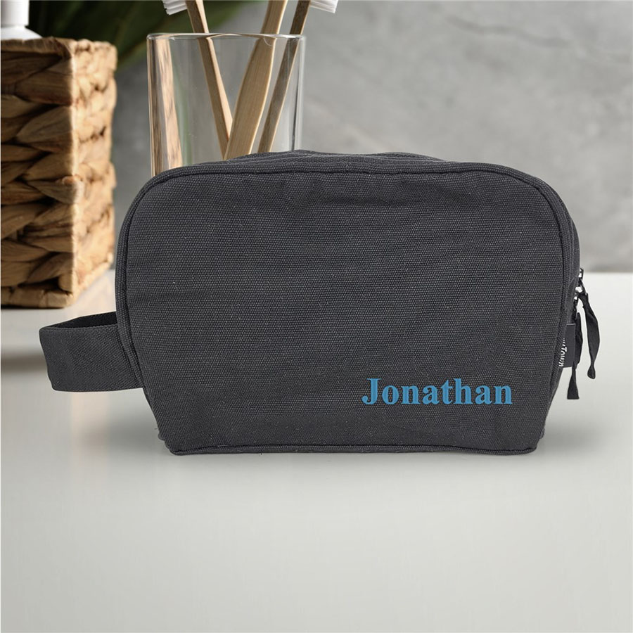 Embroidered Name Black Toiletry Bag