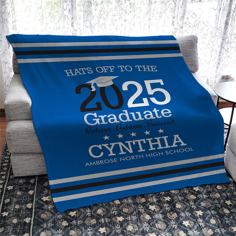 Personalized Hats Off To The Graduate 60x80 Fleece Blanket