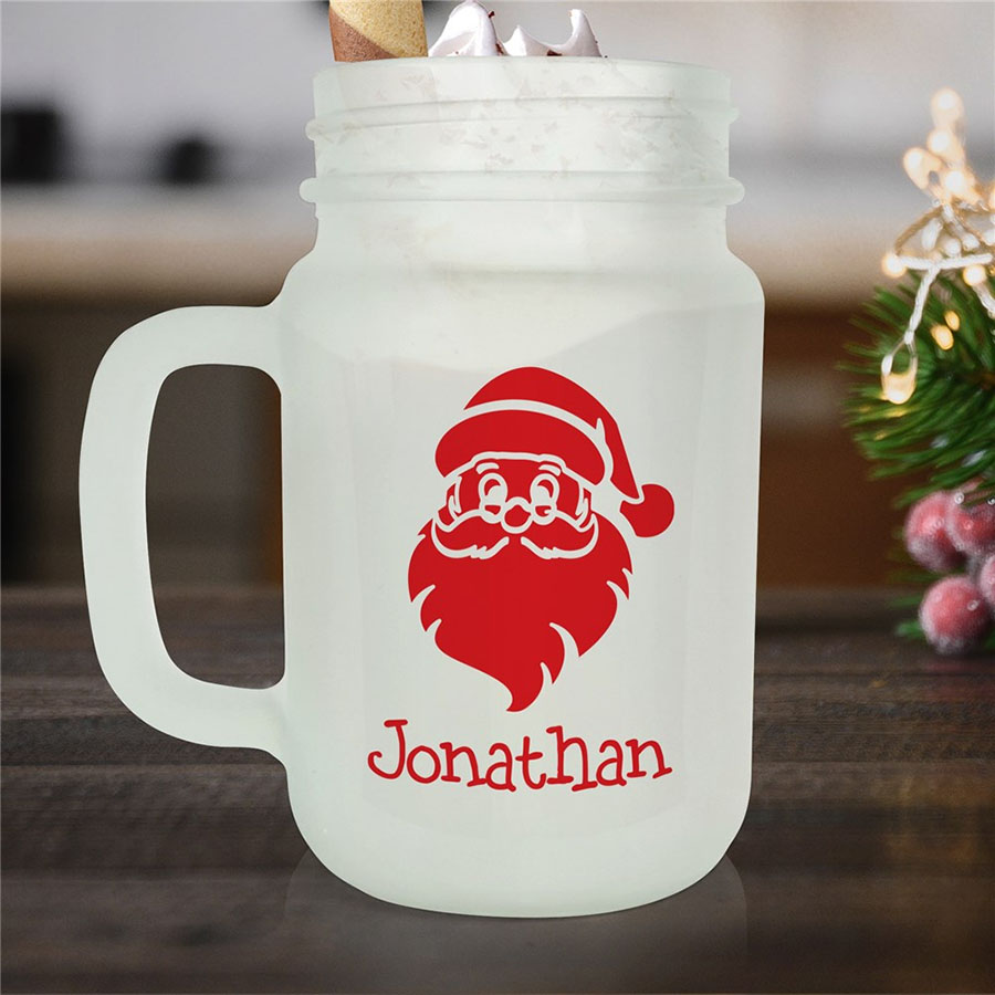 Personalized Christmas Icon Frosted Mason Jar