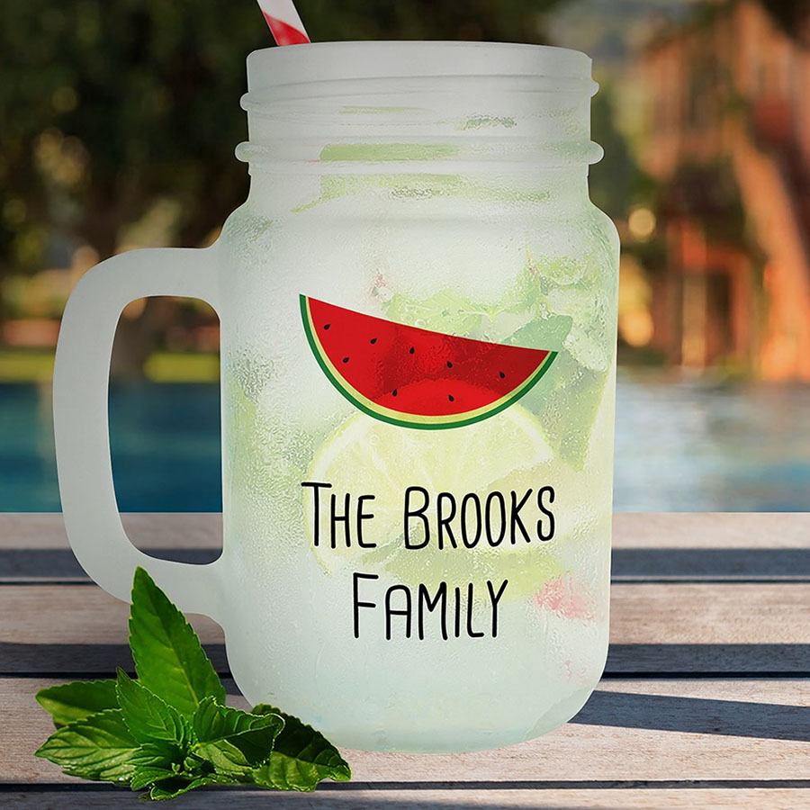 Personalized Summer Icon Frosted Mason Jar