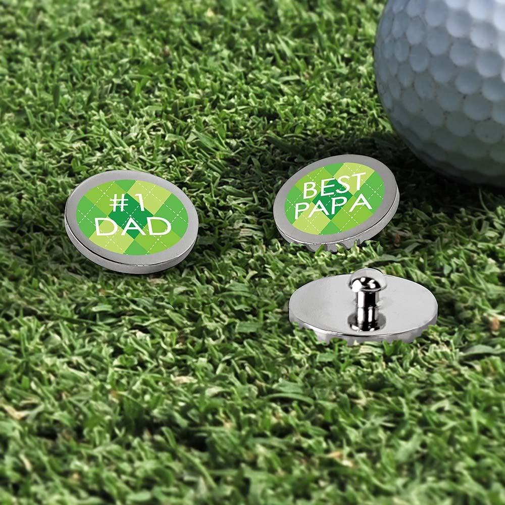 Personalized Plaid Message Golf Ball Markers Set