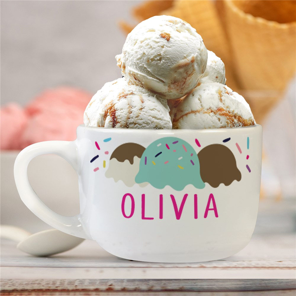 Personalized Scoop Ice Cream Bowl with Handle