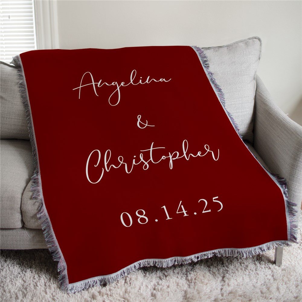 Personalized Two Names And Date Afghan Throw