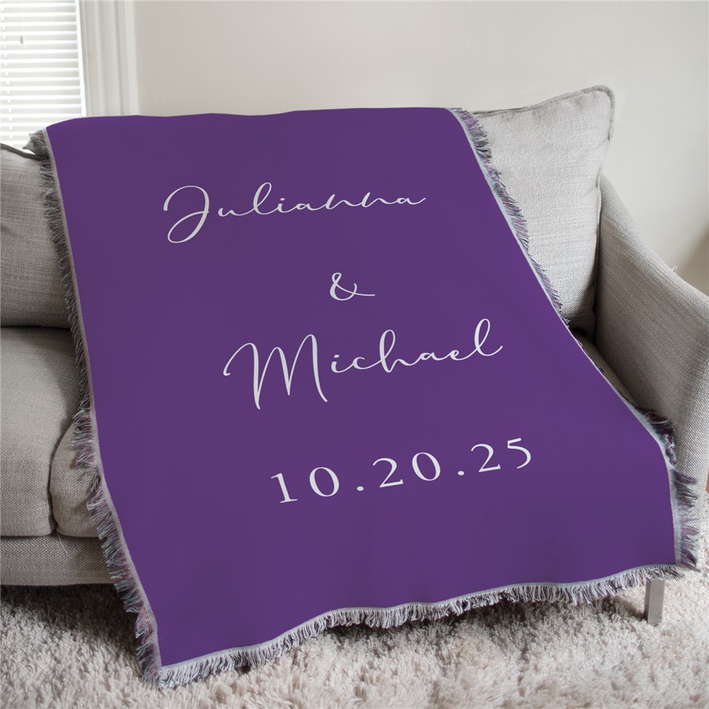 Personalized Two Names And Date 50x60 Afghan Throw
