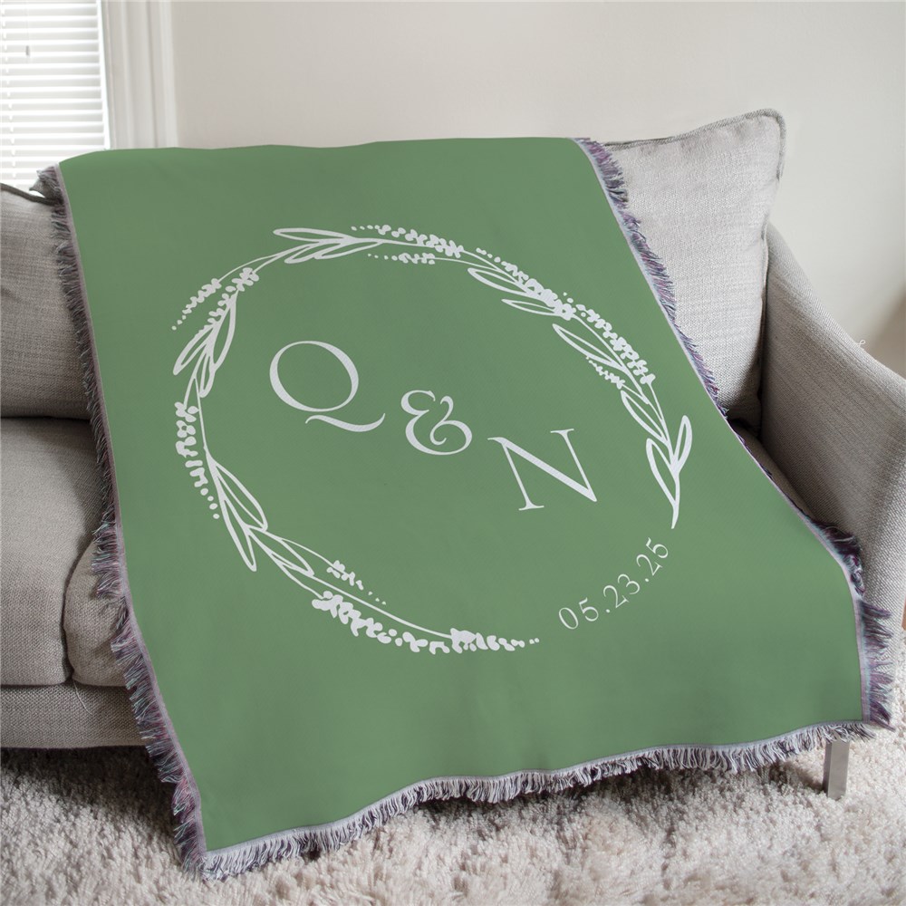 Personalized Couples Wreath Afghan Throw