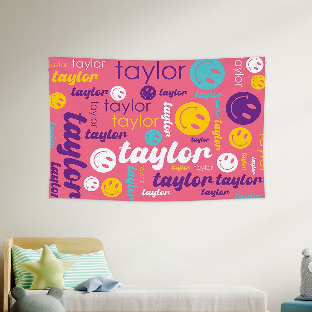 Personalized Retro Word Art Wall Tapestry