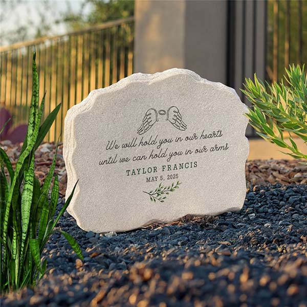 Personalized In Our Hearts Standing Garden Stone