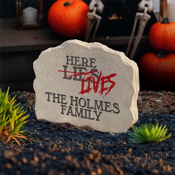 Personalized Here Lives Gravestone Halloween Decor